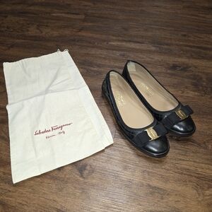 Vintage Salvatore Ferragamo Black Quilted Leather Rufina Ballet Flats Shoes 7.5